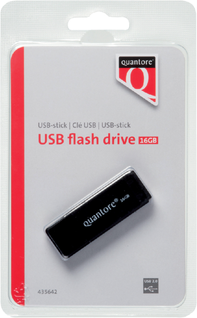 USB-STICK QUANTORE 16GB 2.0 ZWART