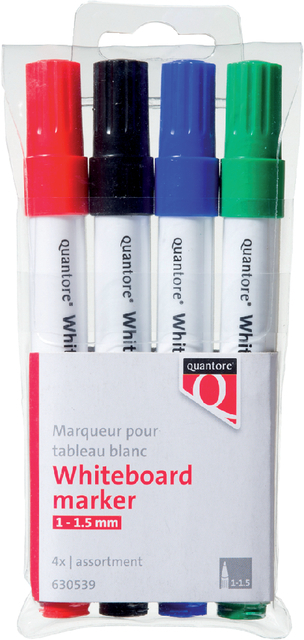 Whiteboardstift Quantore rond 1-1.5mm 4stuks assorti (630539)