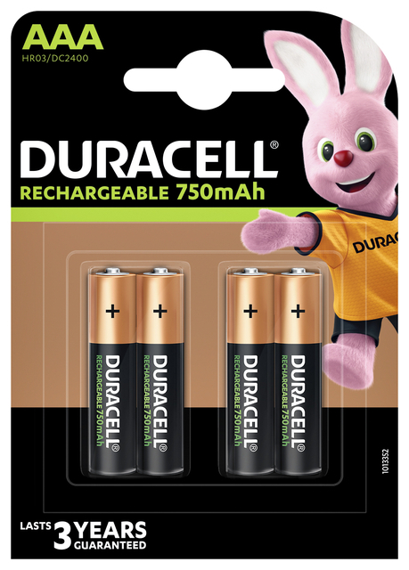 Batterij oplaadbaar Duracell 4xAAA 750mAh Plus (413798)