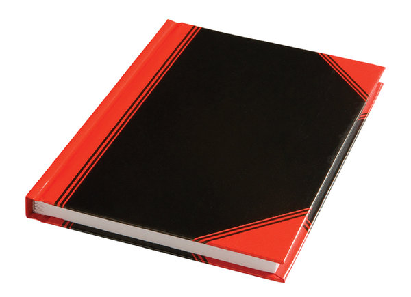 Notitieboek zwart/rood A7 lijn 60gr 96vel (392480)